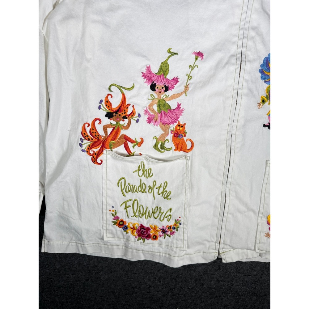 Bob Mackie Wearable Art Parade of the Flowers Fairy Embroidered Zip Jacket 3X - Picture 3 of 13